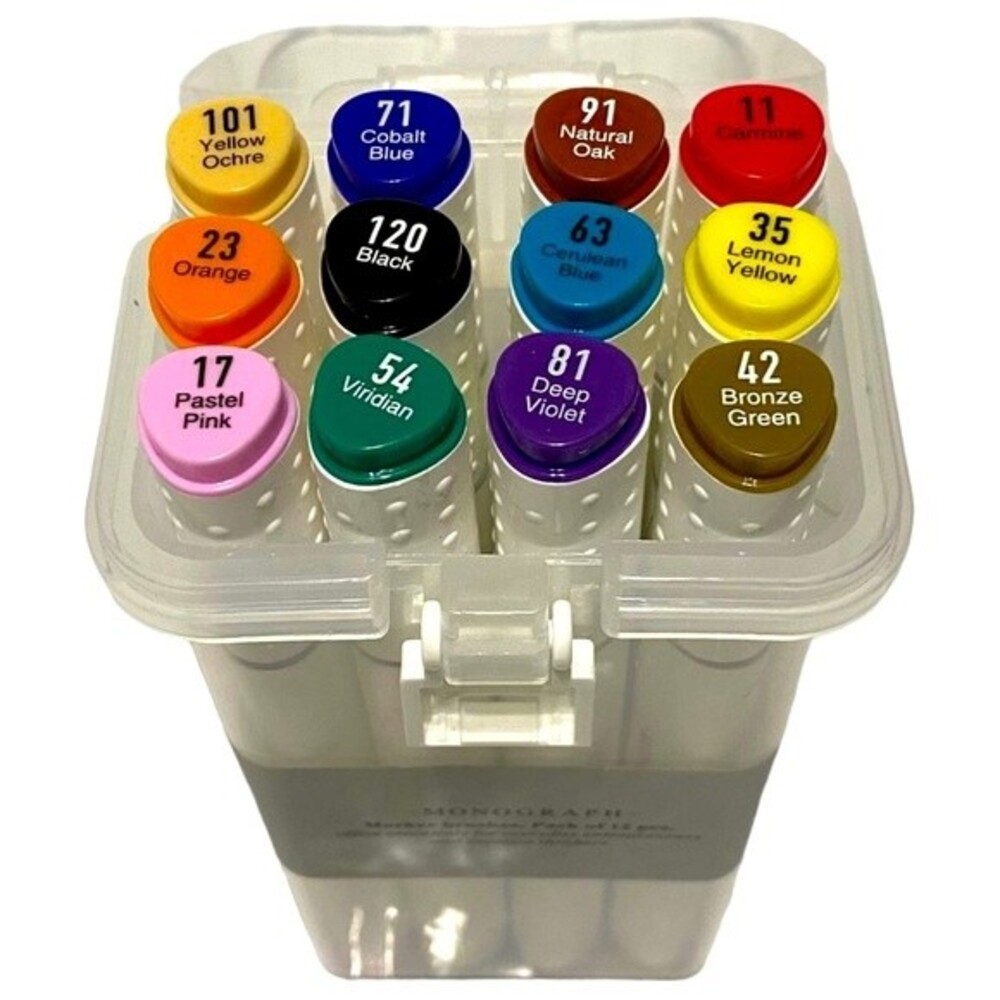 Monograph Marker brushes, Multi, Pack of 12 Assorted colors